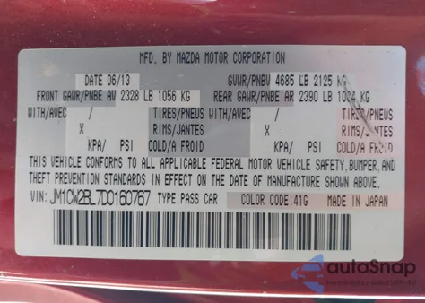 2013 Mazda Mazda5 Sport z USA, uszkodzony, nr VIN JM1CW2BL7D0160767